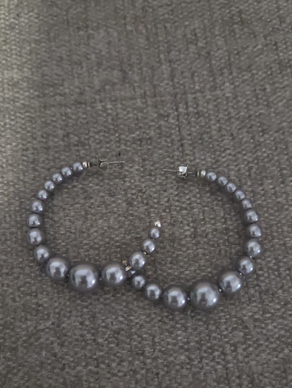 Silver Colored Beaded Hoop Earrings. New Without Tags. With Box.